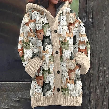 Womens Mid-Length Plush Cartoon Hooded Coat
