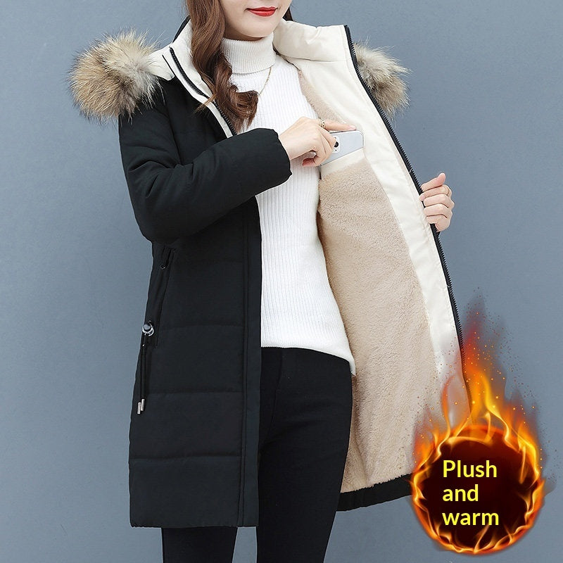 Womens Mid-Length Padded Cotton-Padded Jacket